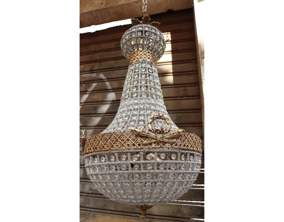 Crystal French Empire Birdcage Basket Brass Ceiling Garland Bowl Chandelier Antique Replica + Cha... | Etsy (US)