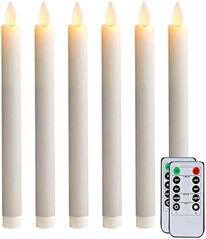 5PLOTS 6pcs Flicking Flameless Taper Candles with 2 Remotes and Timer, Moving Wick Battery Operat... | Amazon (US)