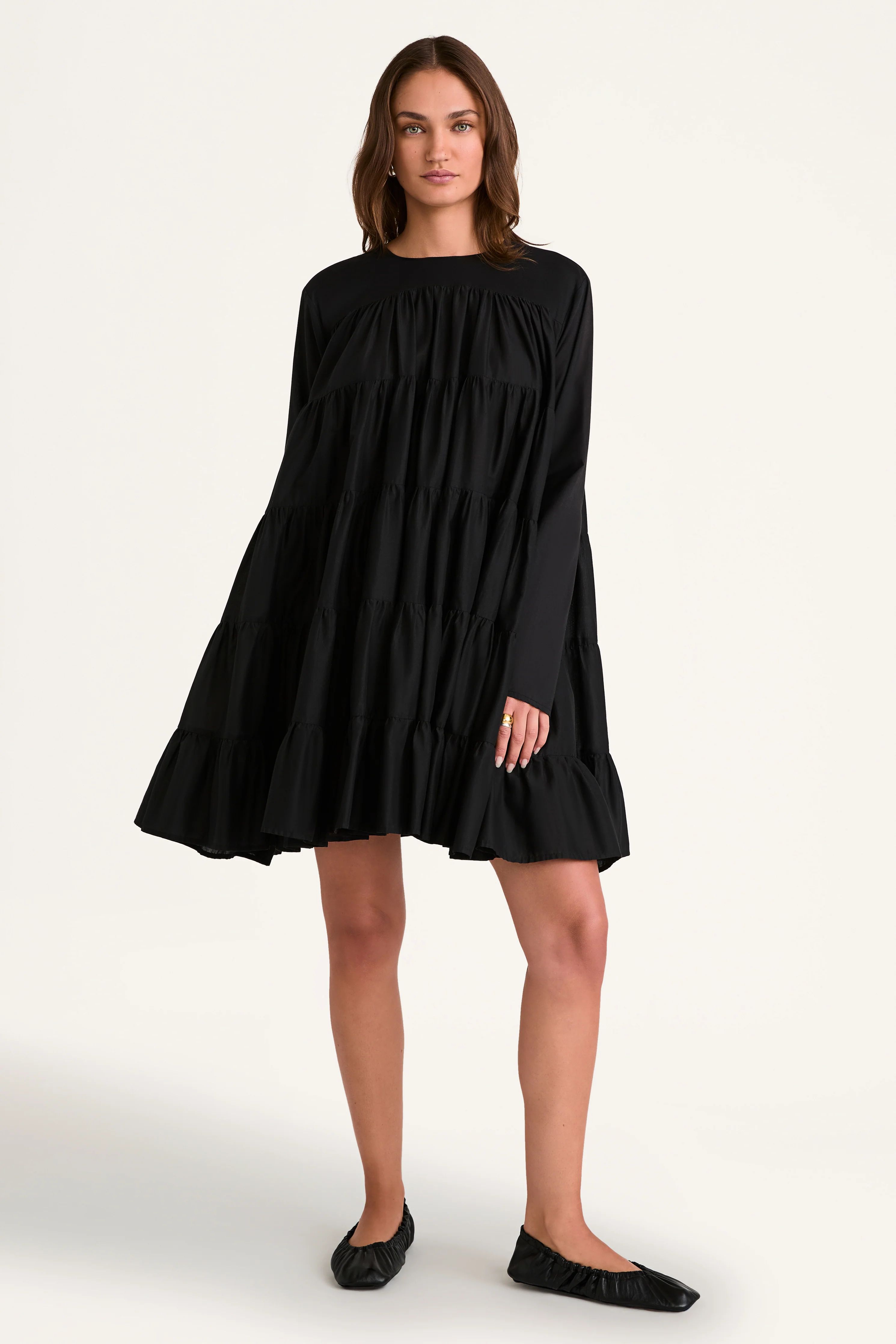 Merlette Soliman Tiered Dress in Black | Merlette NYC