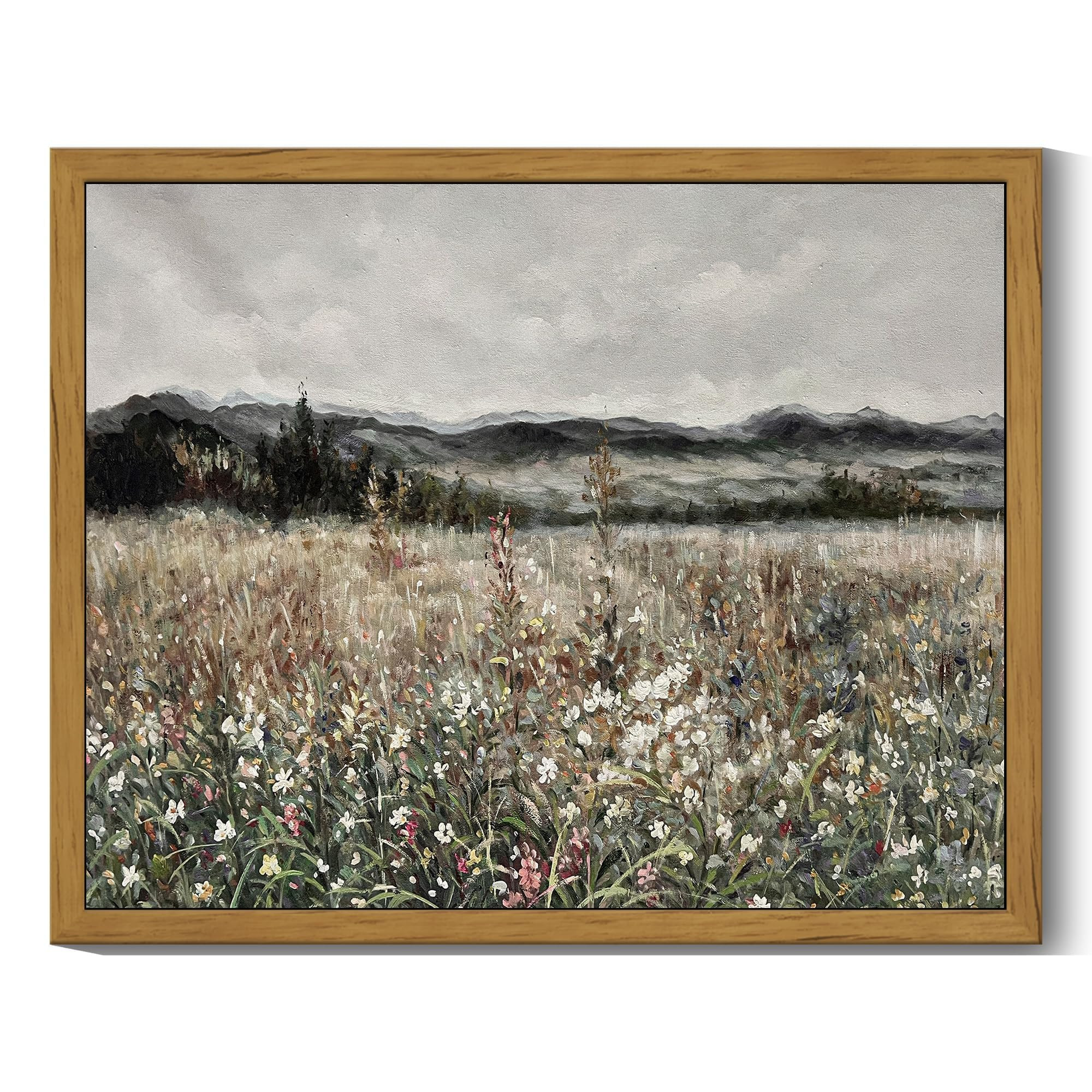 SHENIFY Vintage Landscape Framed Wall Art Meadow Flowers Farmhouse Decor Retro Classic Painting f... | Amazon (US)