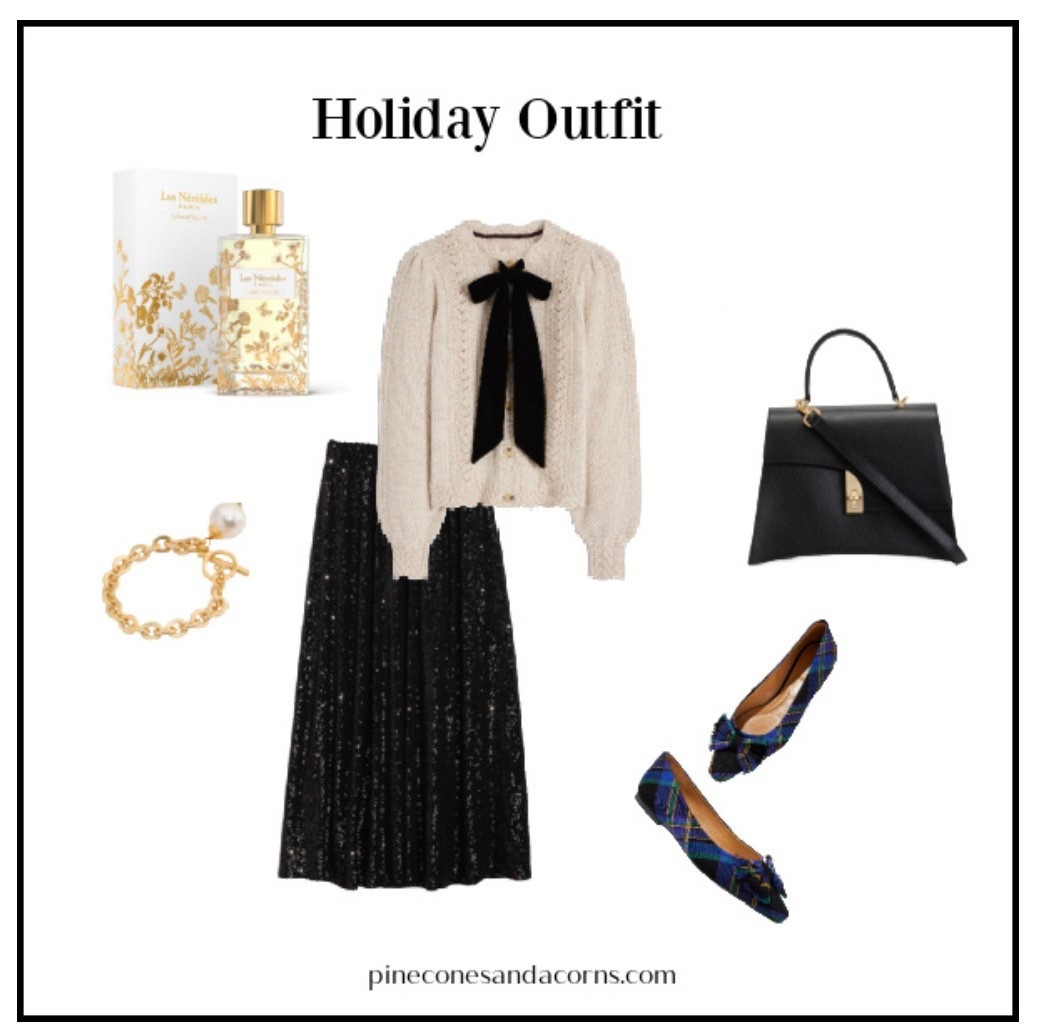 Stylish holiday outfit with sequins skirt and bow detail sweater. 

#LTKHoliday #LTKGiftGuide #LTKSeasonal