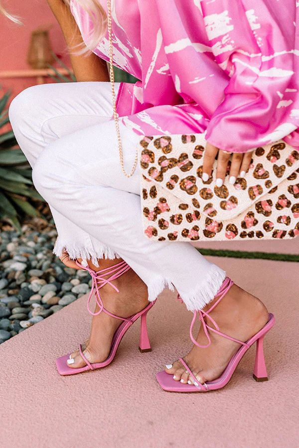 The Esley Lace Up Heel In Pink | Impressions Online Boutique