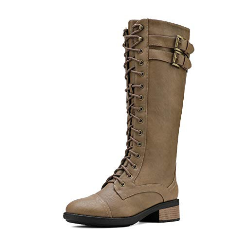 DREAM PAIRS Women's Pu Knee High Riding Combat Boots | Amazon (US)