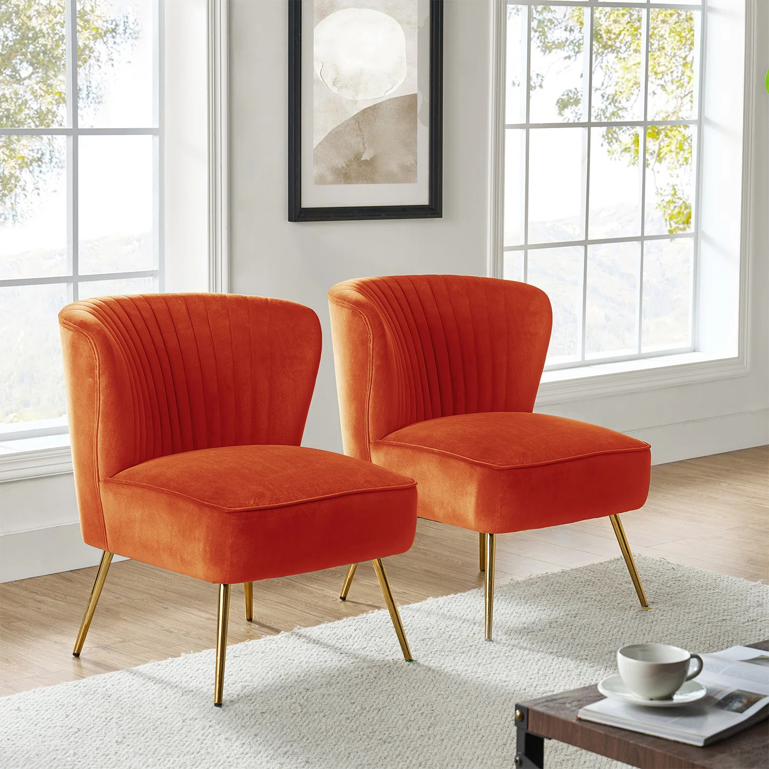 Euclid 26" Wide Tufted Velvet Accent Side Chair (Set of 2) | Wayfair North America