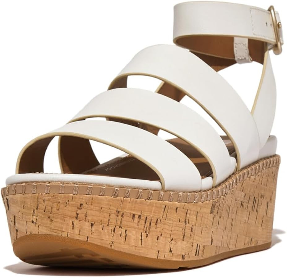 FitFlop Women's Eloise Leather/Cork Strappy Wedge Sandals | Amazon (US)