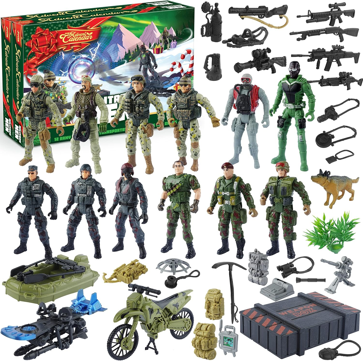 JOYIN 2024 Christmas Advent Calendar with Military Army Man,24 Days Countdown Calendar with Soldier Action Figures & Weapons, Christmas Army Toys for Boys Kids Party Favors, Classroom Prizes Xmas Gift | Amazon (US)