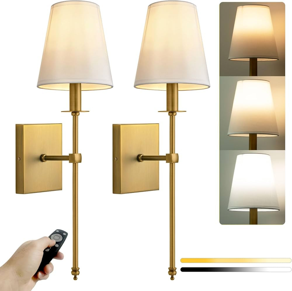 PASSICA DECOR Wireless Battery Operated Wall Sconces Set of 2 Two, Rechargeable Wall Lights with ... | Amazon (US)