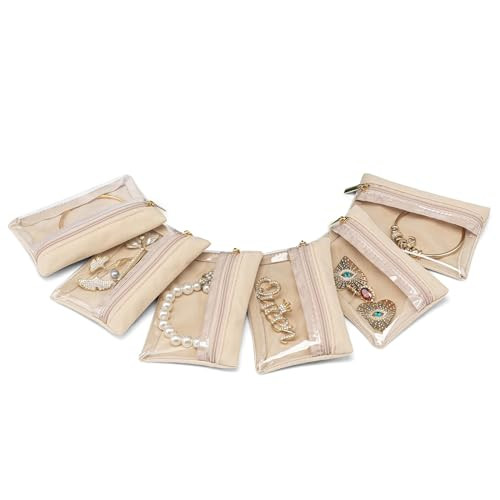 VLANDO Jewelry Travel Case,Travel Jewelry Organizer with Clear Velvet Jewelry Bags Zipper Pouch f... | Amazon (US)