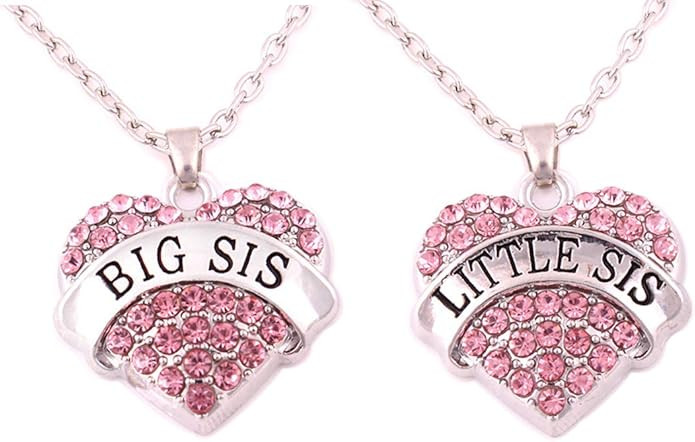 Charm.L Grace Crystal Heart Necklaces Set Mom Big Sis Middle Lil Sister | Amazon (US)