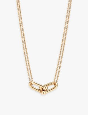 Tiffany HardWear double-link 18ct yellow-gold pendant necklace | Selfridges
