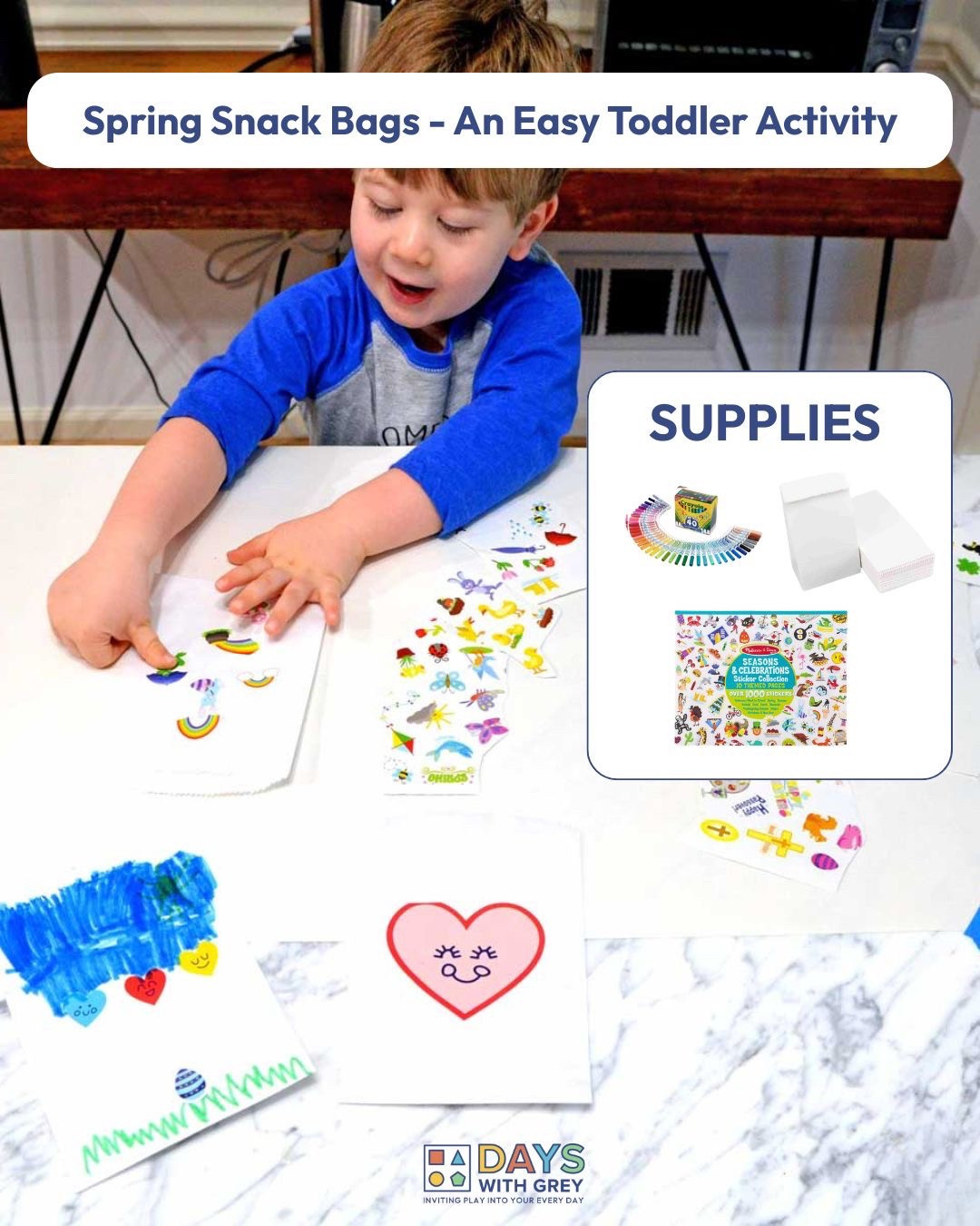 Spring Snack Bags- an easy toddler activity! Grab some bags and stickers to decorate them, and use this to take your child’s snack outside this afternoon!

#LTKSeasonal #LTKKids #LTKFamily