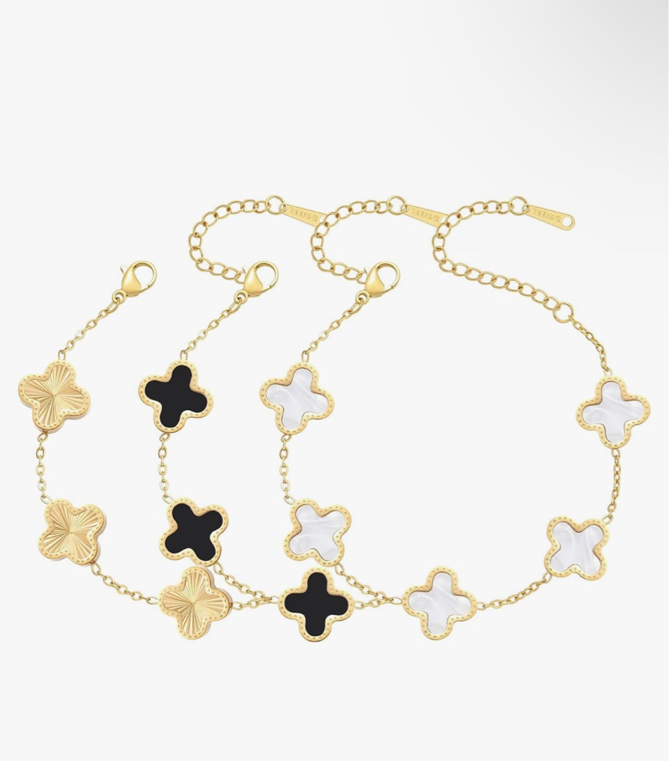 18K Gold Plated Bracelet Gold/White/Black Clover Bracelet Set

#LTKFindsUnder50 #LTKFindsUnder100