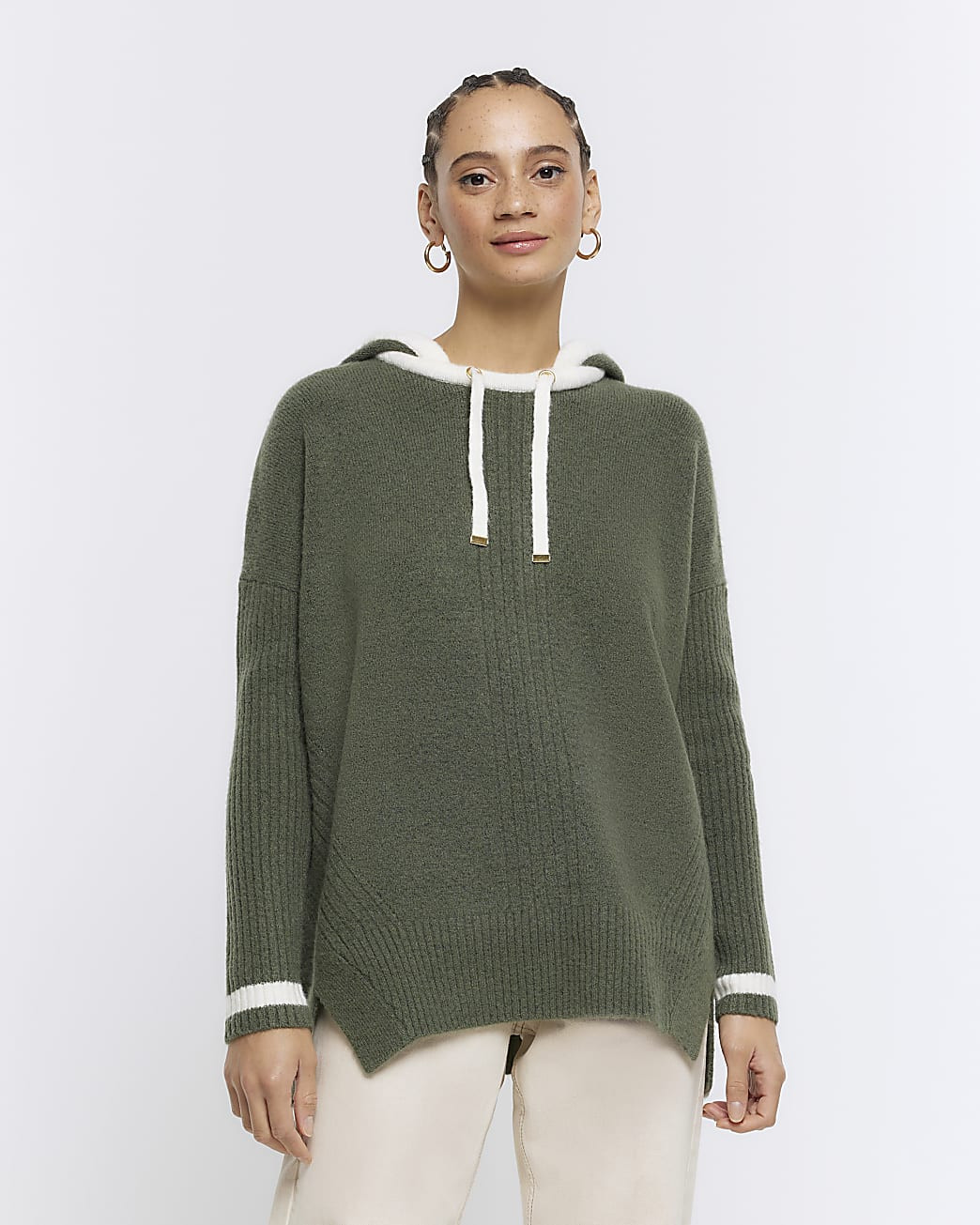 Khaki Hooded Jumper | River Island (UK & IE)
