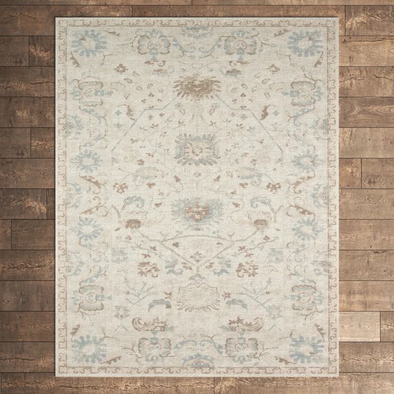 Elaina Machine Woven / Power Loomed Beige/Blue Rug | Wayfair North America