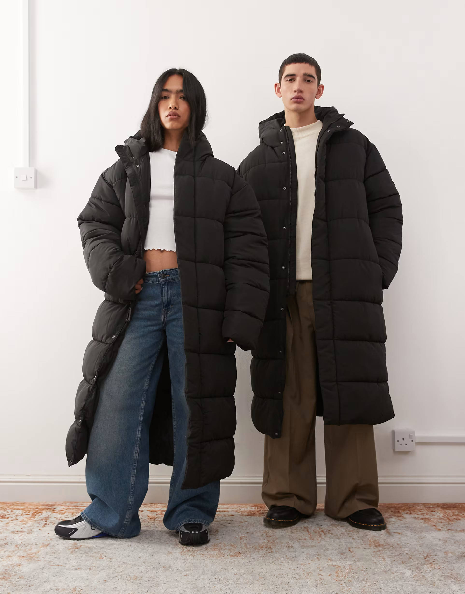 COLLUSION Unisex maxi puffer coat in black | ASOS (Global)