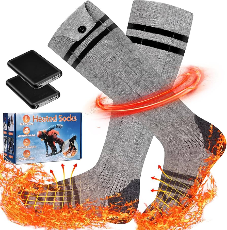 Heated Socks for Men Women, 5000mAh Rechargeable Washable Electric Battery Heated Socks, Cold Wea... | Amazon (US)