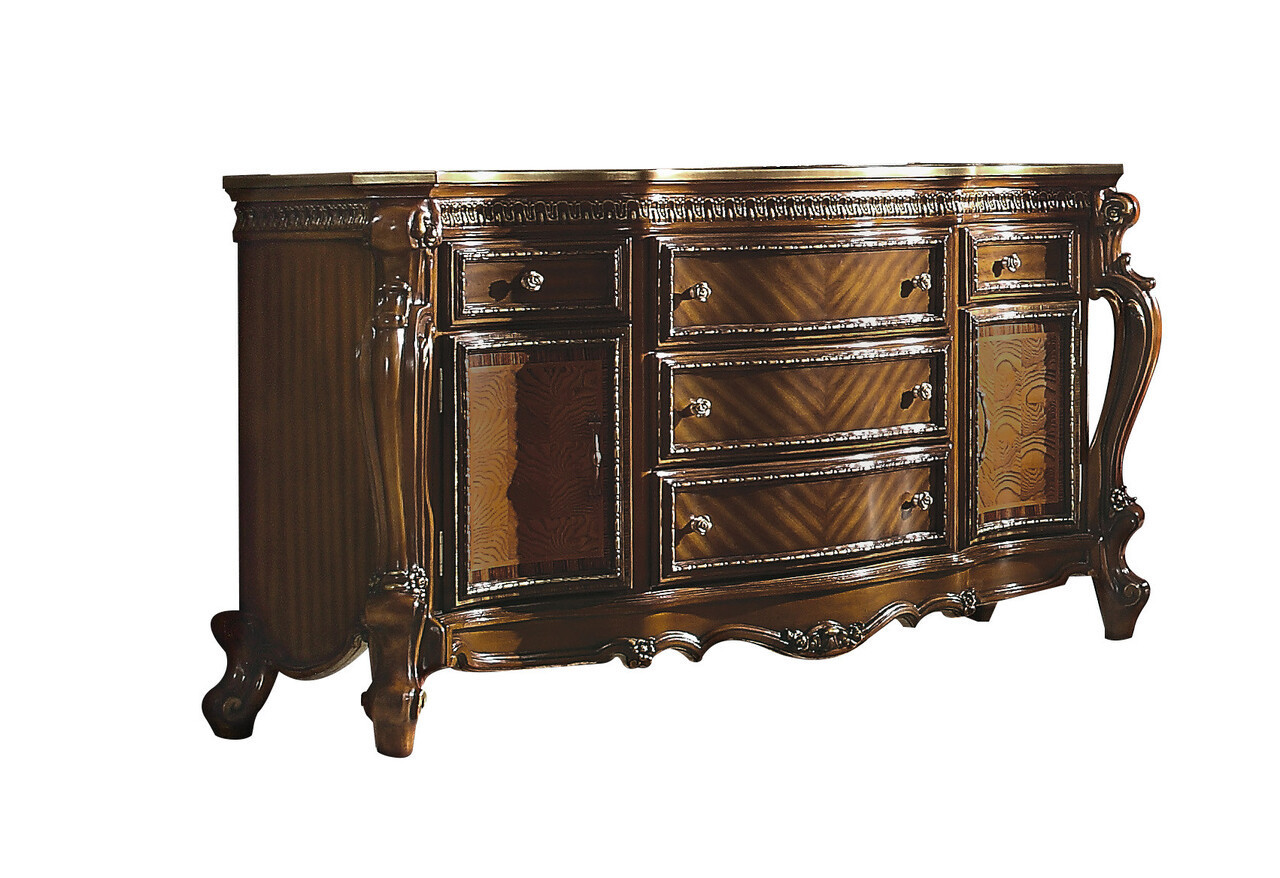 69 Inch Solid and Manufactured Wood Five Drawer Triple Dresser In Brown | 1stopbedrooms