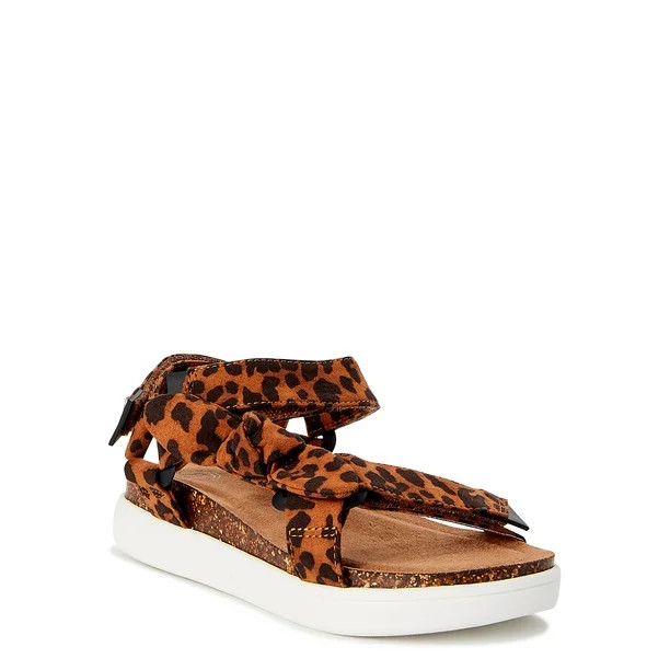 Wonder Nation Girls Bow Flatform Sandals, Sizes 13-6 - Walmart.com | Walmart (US)