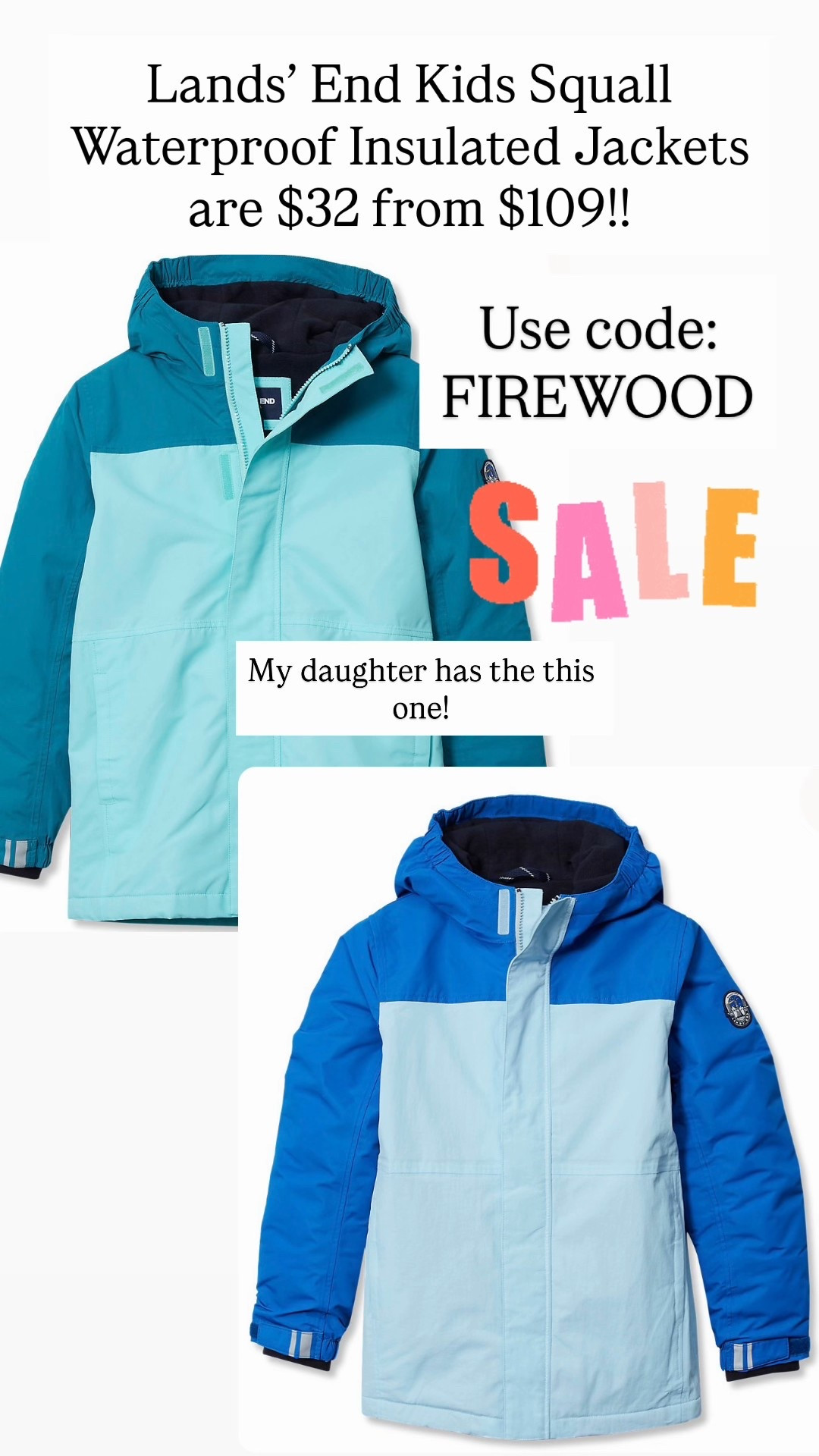 Lands’ End Squall Jackets for kids are $32 from $109!!!! Use code- FIREWOOD 

#LTKKids #LTKSaleAlert