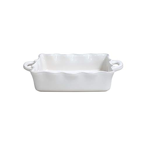 Casafina Ceramic 13.5" x 8.5" Rectangular Ruffled Baker - Cook & Host Collection, White | Oven & Dishwasher Safe Bakeware | Food Safe Glazing | Restaurant Quality Dinnerware | Amazon (US)