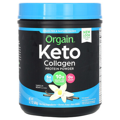 Orgain, Keto Collagen Protein Powder, Vanilla Bean, 14.1 oz (400 g) | iHerb