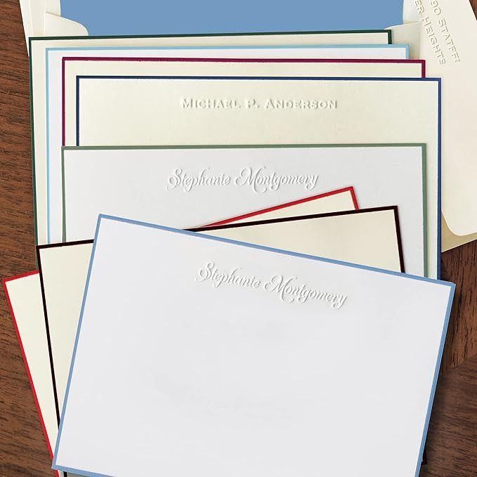 Hand Bordered Personalized Embossed Note Cards with Envelopes | Amazon (US)