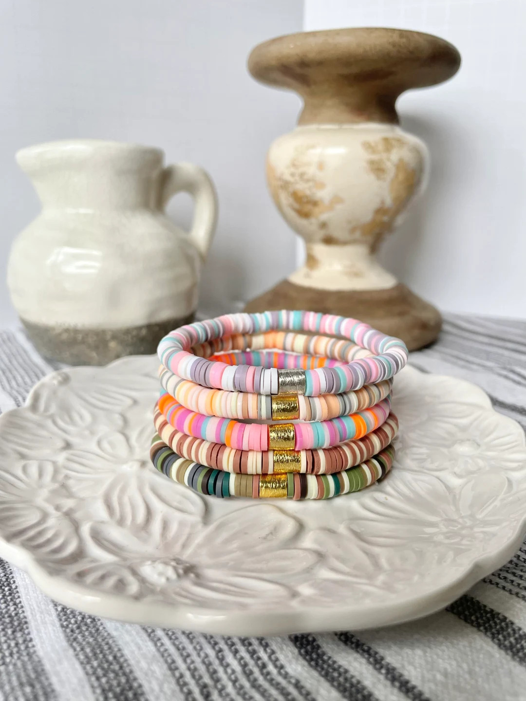 Heishi Bead Bracelet - Gold & Silver Accent Beads - Colorful Beaded Bracelet - Trendy Style Acces... | Etsy (US)