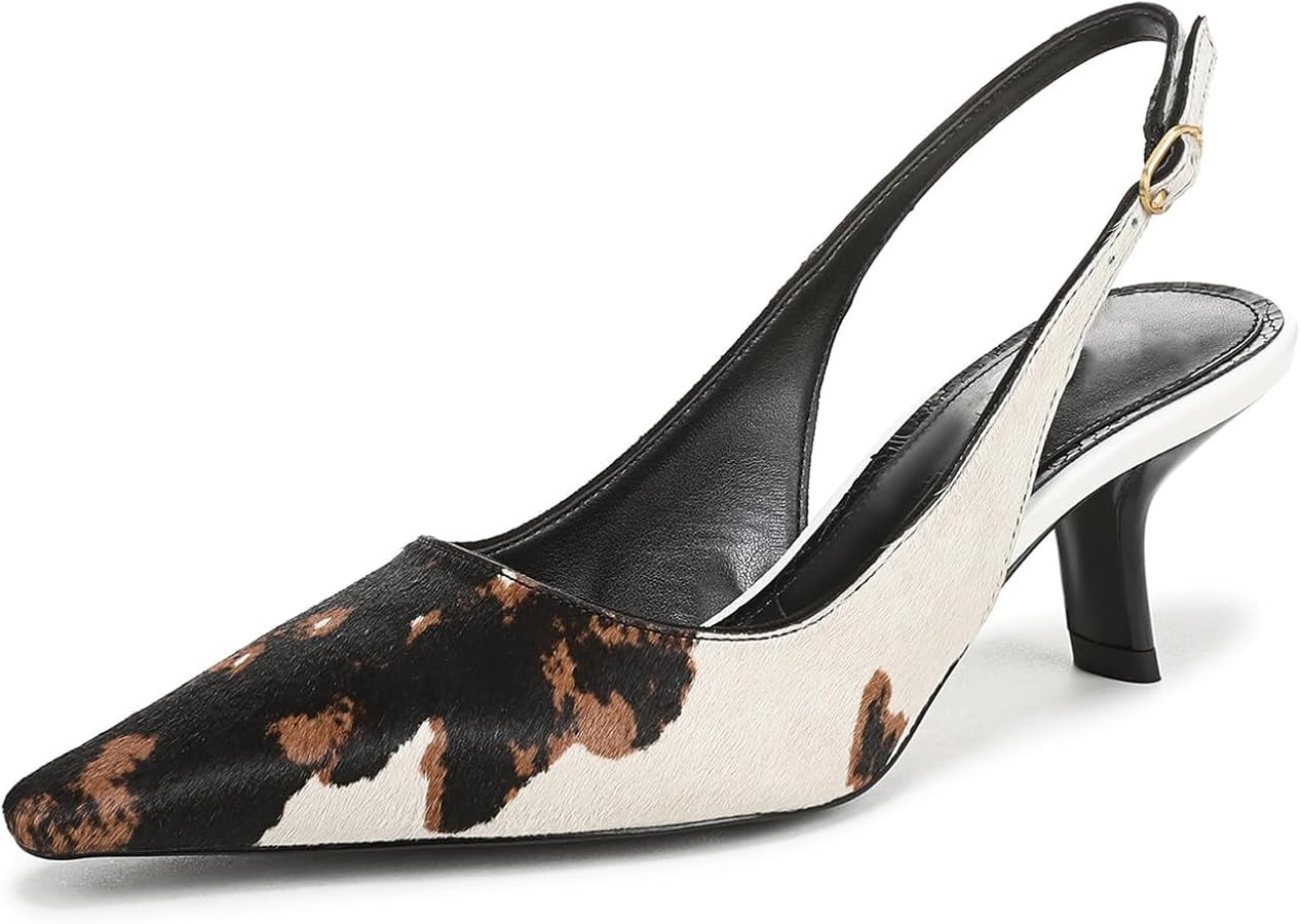 DOEYG Pointed Toe Kitten Heels for Women Slingback Heels Pumps Dressy Stiletto Heel Pumps Low Hee... | Amazon (US)