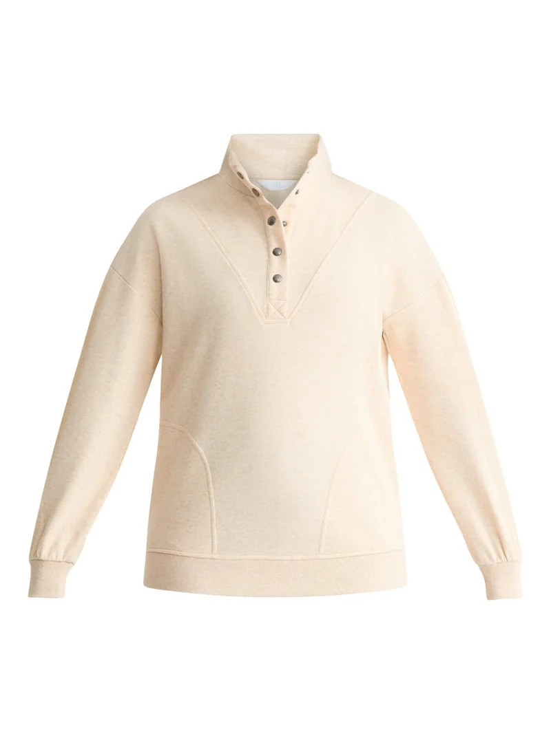 Time and Tru Women's Fashion Terry Snap Sweatshirt, Sizes XS-XXXL | Walmart (US)