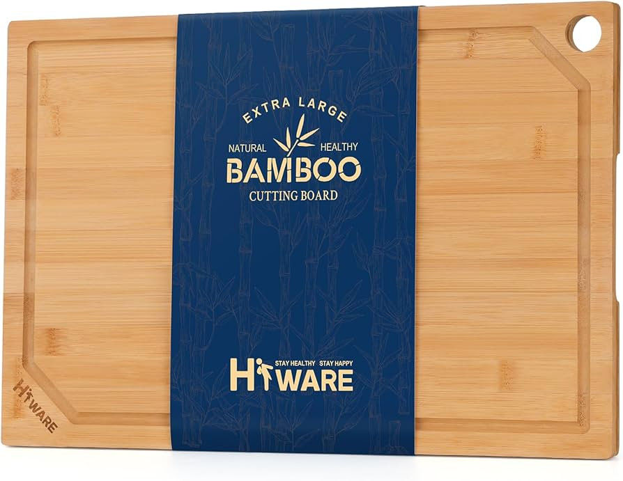 Hiware Extra Large Bamboo Cutting Board for Kitchen, Heavy Duty Wood Cutting Board with Juice Gro... | Amazon (US)