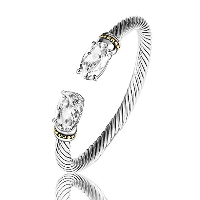 UNY stainless steel cuff bangles Crystal mosaic bracelet Bangle for women fashion jewelry BR75854 | Amazon (US)