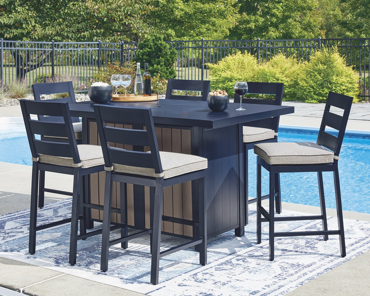 Mabry Shores Outdoor Bar Set In Blue | 1stopbedrooms