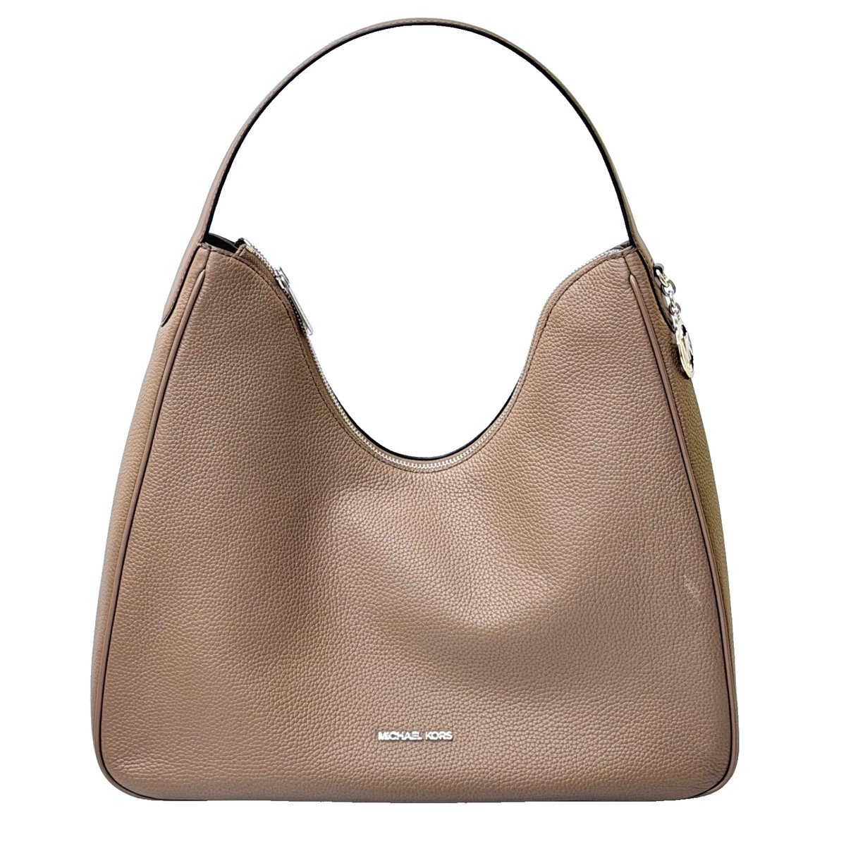 Michael Kors Nayla Pebbled Leather MD Hobo Shoulder Bag Driftwood Beige | eBay US