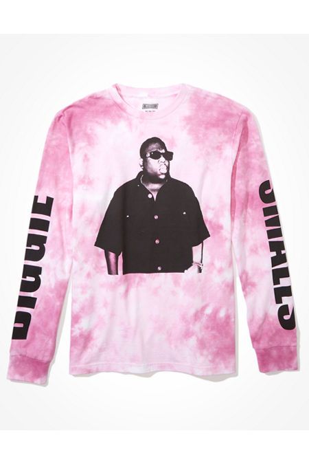 Tailgate Men's Biggie Smalls Long-Sleeve Tie-Dye T-Shirt Pink XL | American Eagle Outfitters (US & CA)