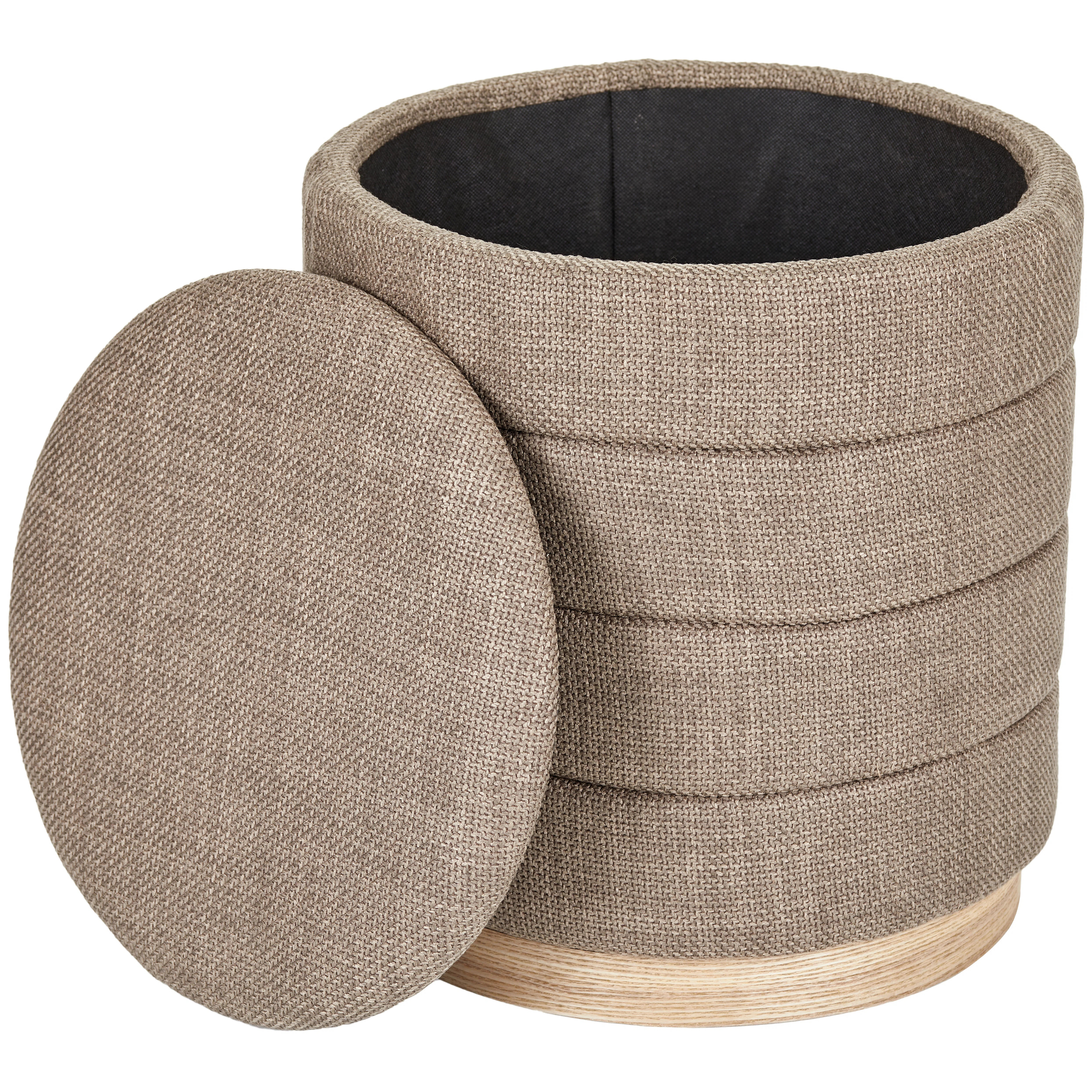16" Round Upholstered Linen Storage Ottoman | Wayfair North America