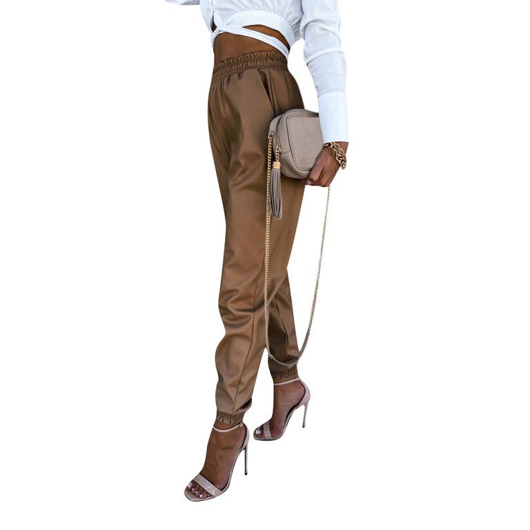 Leather Pants-Y2K Fashion High Waisted Bell Bottoms Wide Straight Leg Jeans Trousers for Women | Walmart (US)