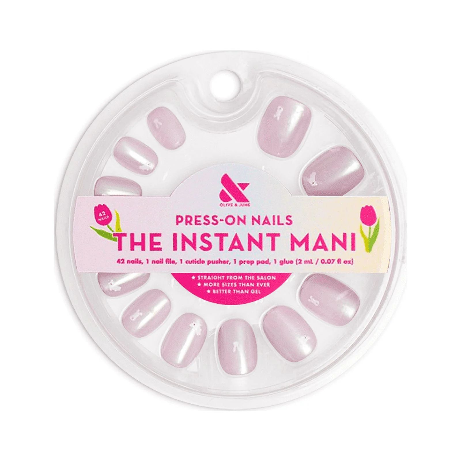 Olive & June Instant Mani Extra Short Squoval Press-On Nails, Pink, Hoppy Bunny, 42 Pieces | Walmart (US)