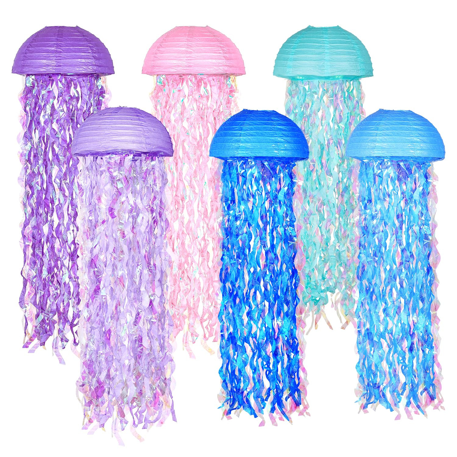 10" Mermaid Jellyfish Lanterns – Pink Purple Blue Decorations for Mermaid Birthday Party, Under... | Amazon (US)