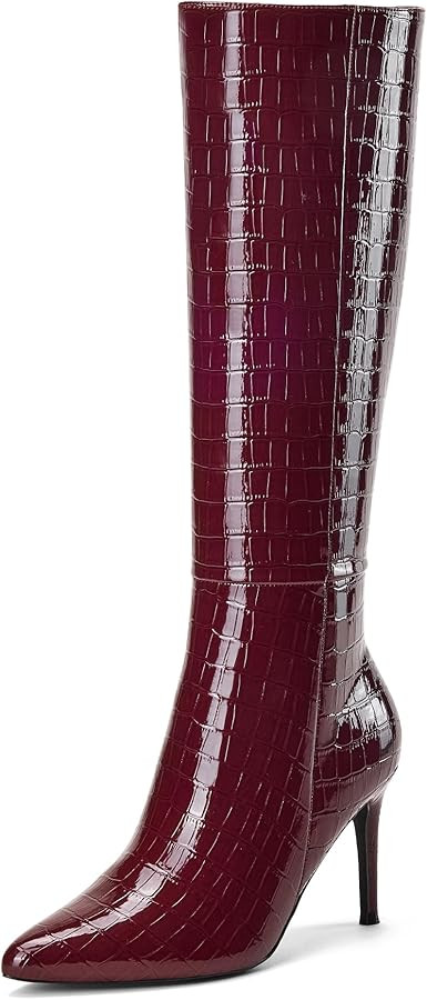 GENSHUO Women’s Stiletto Knee High Boots 3 Inch Closed Pointed Toe Boots High Side Zipper Heels... | Amazon (US)