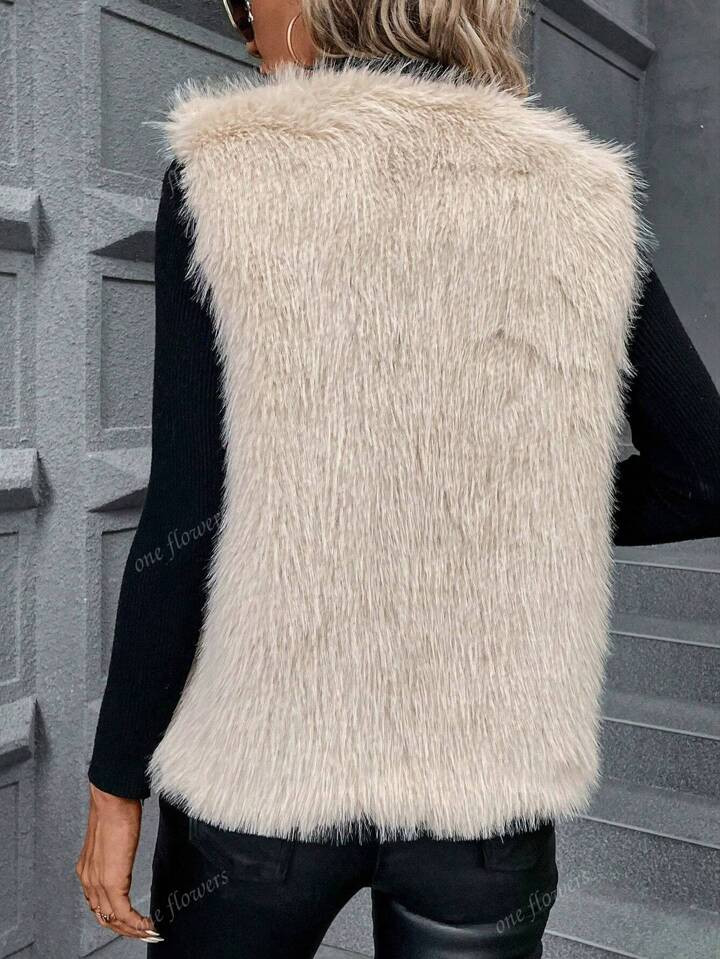 Sleeveless Zip-Up Fluffy Gilet | SHEIN
