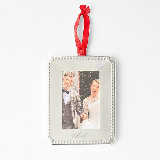 Silver Beaded Photo Frame Ornament | Mark and Graham