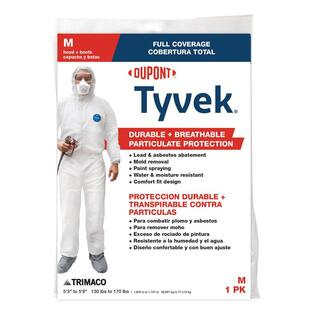 TRIMACO DuPont Tyvek Medium White Painters Coveralls with Hood and Boots 141212/12HD - The Home D... | The Home Depot