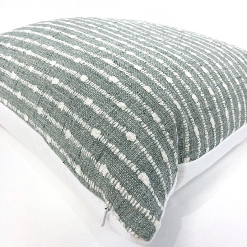Turquoise and woven cream stripe pillow cover, blue stripe pillow, green stripe pillow, light blu... | Etsy (US)