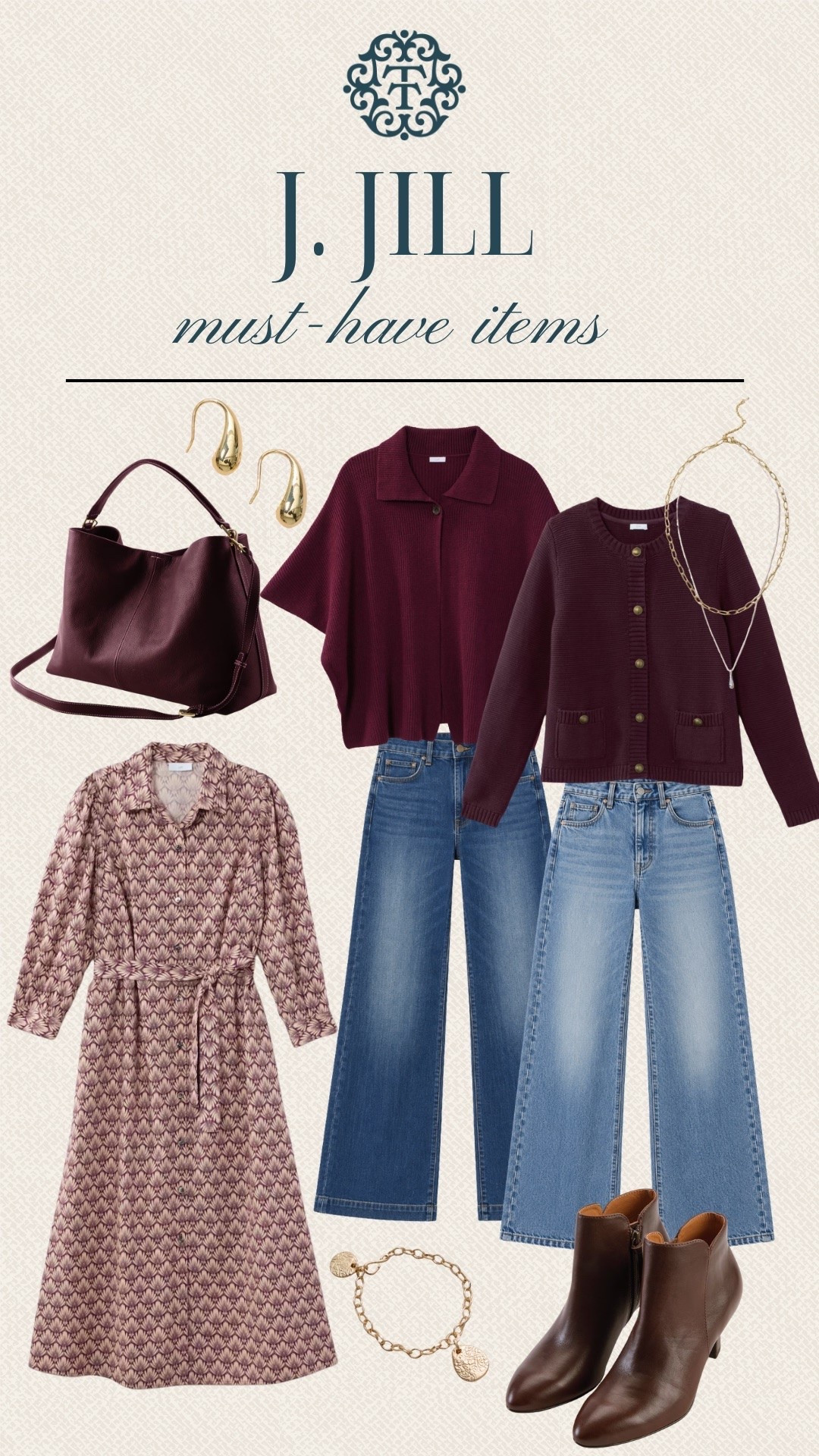 We’re loving these J.Jill picks for fall, especially the rich burgundy and brown shades. From cozy knits and jeans to boots, bags, and pretty accessories, there’s so much to mix into our fall wardrobe. These are definitely a few pieces we have our eye on!

#LTKSeasonal #LTKOver40 #LTKMidsize