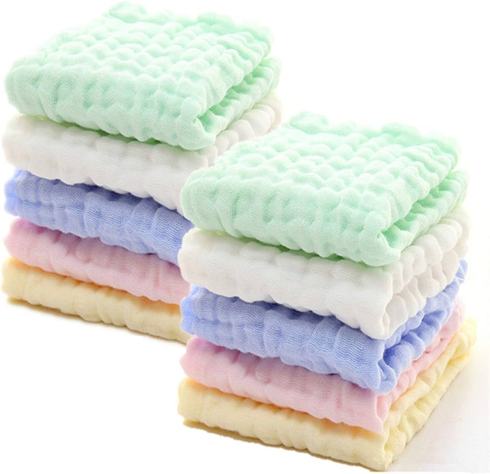MUKIN Baby Washcloths - Natural Cotton Baby Wipes - Soft Newborn Baby Face Towel for Sensitive Skin- | Amazon (US)