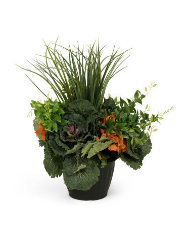 29in Faux Hydangea And Cabbage Drop-in Arrangement | TJ Maxx
