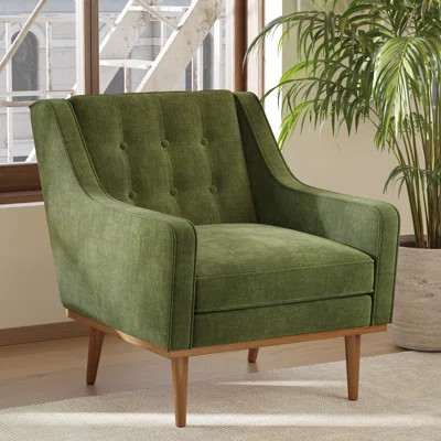 Gus Distressed Velvet Fabric Lounge Chair | Wayfair North America