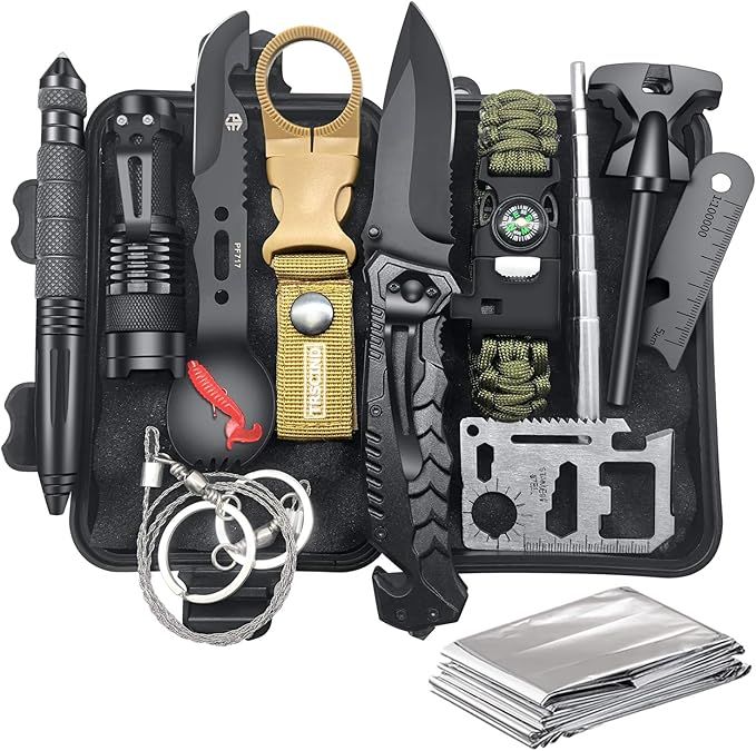 Gifts for Men Dad Husband, Survival Gear and Equipment 12 in 1, Christmas Stocking Stuffers, Fish... | Amazon (US)