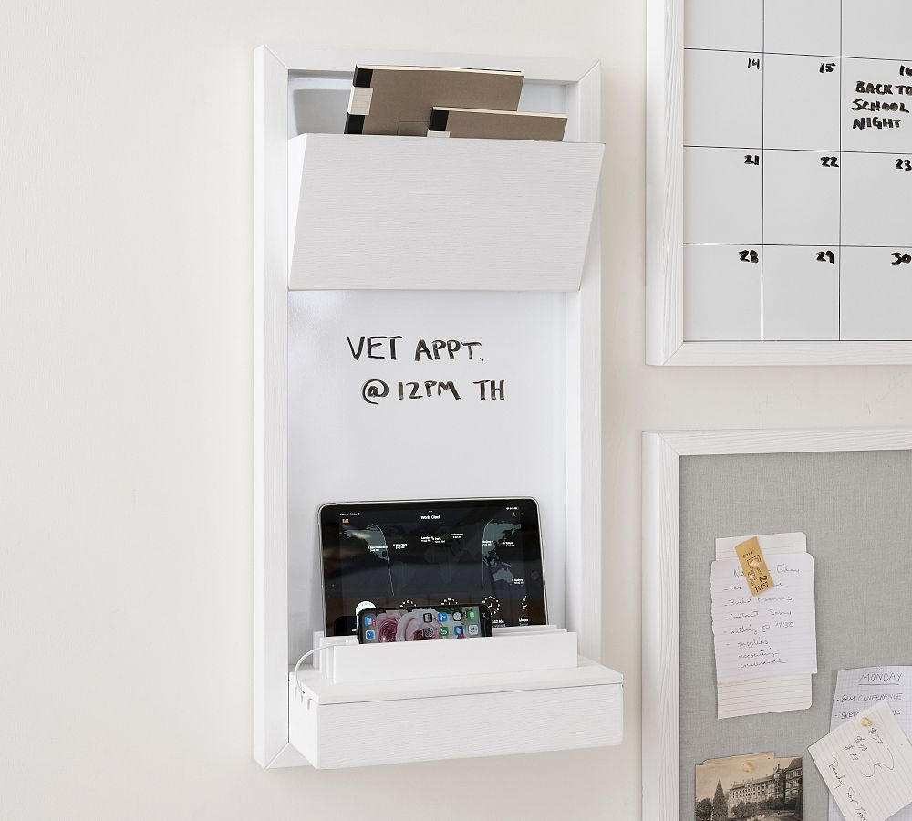Rowen Whiteboard Organizer with Charging Station | Pottery Barn (US)