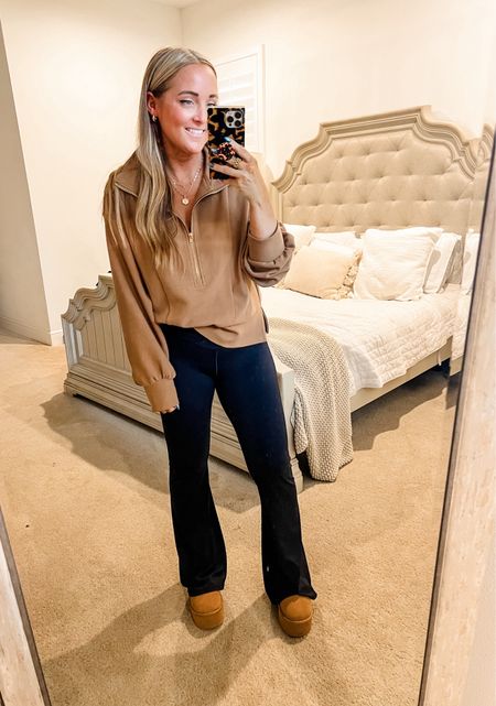 Work From Home | Weekend Wear | Mom Outfit | Lounge Outfit | Travel Look | Flare Leggings | Cropped Hoodie | Ugg Boots 

#LTKfindsunder50 #LTKsalealert #LTKshoecrush